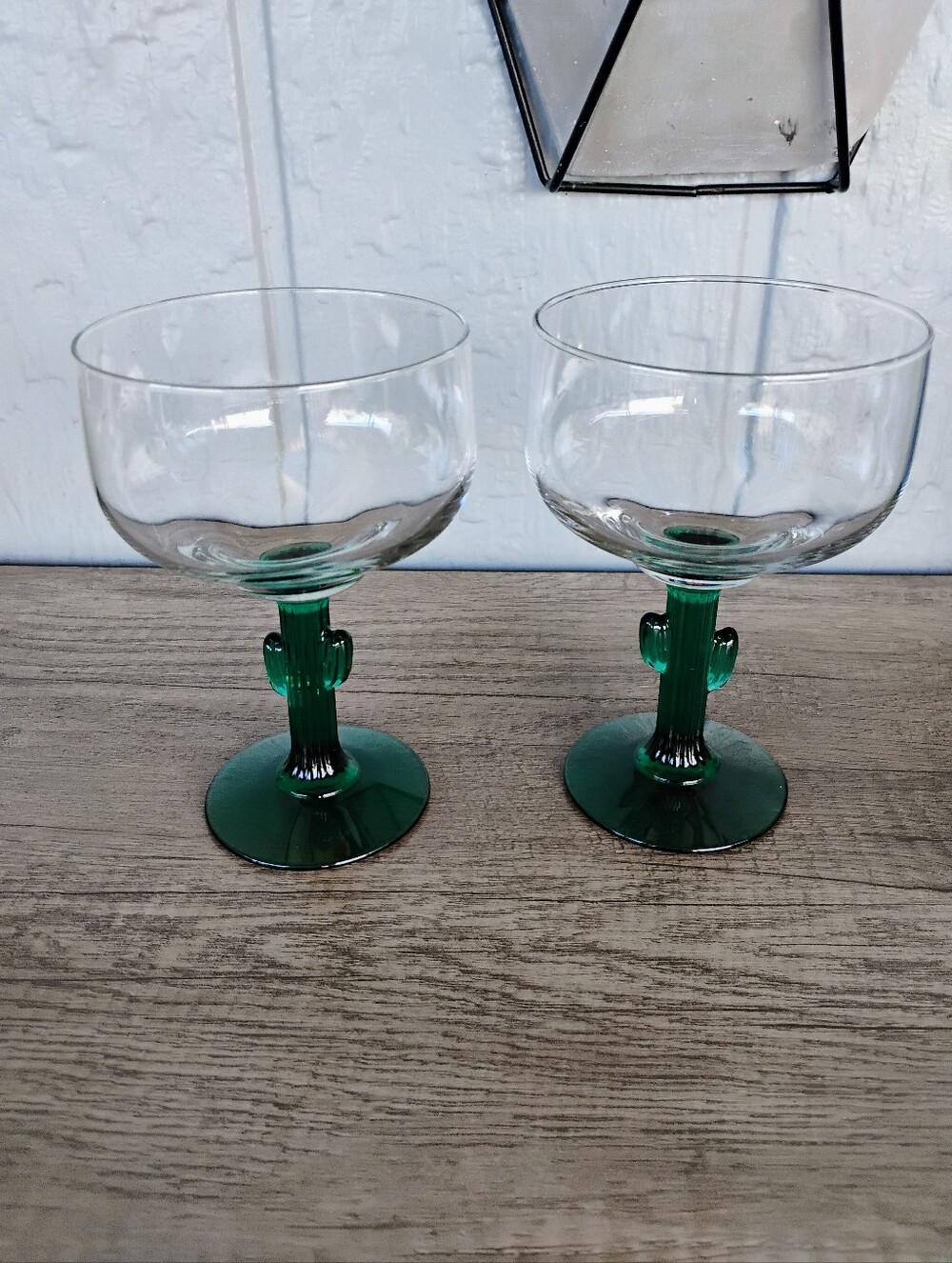 Set of 2 Green Cactus Stem Cocktail Glasses